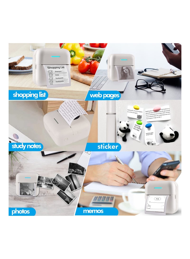 SYOSI Mini Sticker Printer, Portable Printer with Sticker, Bluetooth Smart Pocket Inkless Printer, Wireless Printer, with 10 Rolls Thermal Paper and Sticker, Receipt Printer for Photo Journal Notes Memo - Image 4