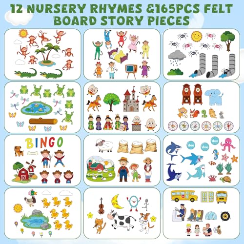 SmoothNovelty 12 Pack Flannel Felt Board Stories Set with a Foldable Board for Preschool Activities Boys Girls(Nursery Rhymes) - Image 2