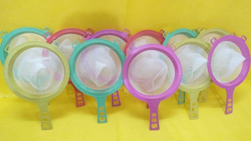 Hookcart Double Mesh Strainer Filter for Milk Water Liquid Strainer Milk Chalni Long 30 cm Diameter 20 cm Multicolour Pack of 12 - Image 1