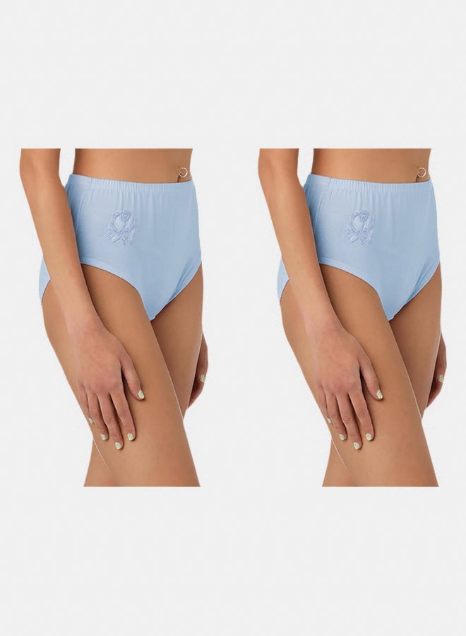 Dahab Cotton Set Of 2 Pieces Elastic Waist Brief Embroidered Flower For Women - Image 1