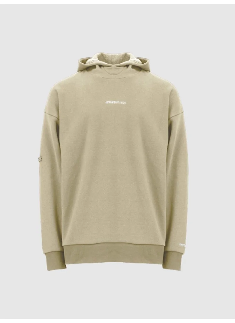 LTB Slogan Hooded Beige Sweatshirt