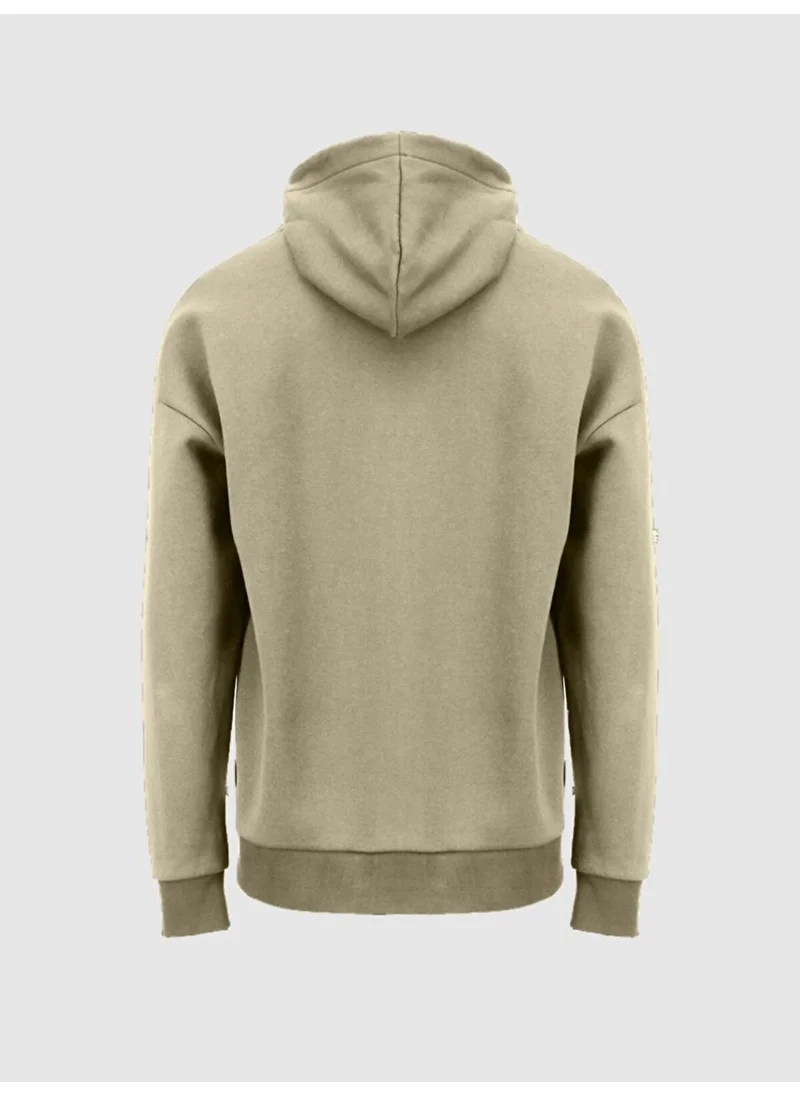 LTB Slogan Hooded Beige Sweatshirt