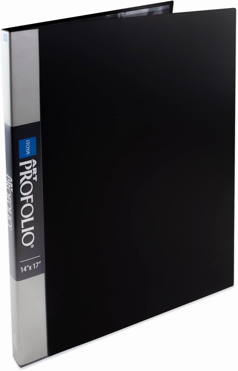 ITOYA PROFOLIO 14x17 Acid-Neutral Art Portfolio with Customizable Cover, Black, 24 Two-Sided Clear Sleeves - Image 1
