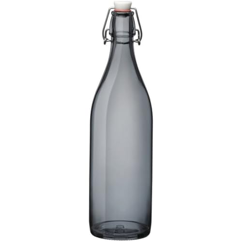 Bormioli Rocco Giara Glass Bottle with Airtight Clamp Lid, 33.75 oz - BPA-Free Bottle for Infused Drinks, Juices, Dressings, Decorative Glass Storage, Leakproof Glassware - Made in Italy (Gray) - Image 1