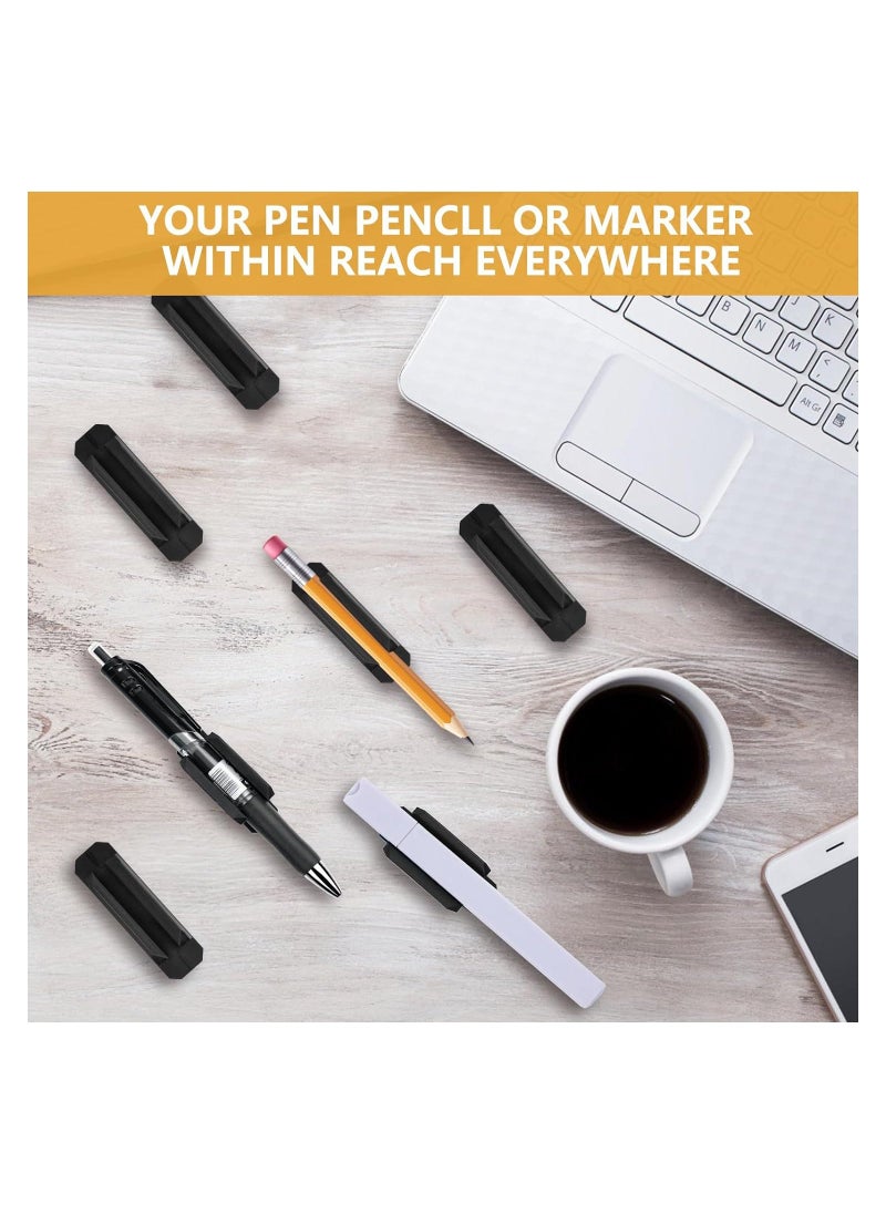 Excefore 12 pack Pen Holder Silicone, Adhesive Pen Holder for Desk or Any Surface, Office Desk Accessories and Teacher Supplies, Pencil Holder & Marker Holde (Black)  - Image 2