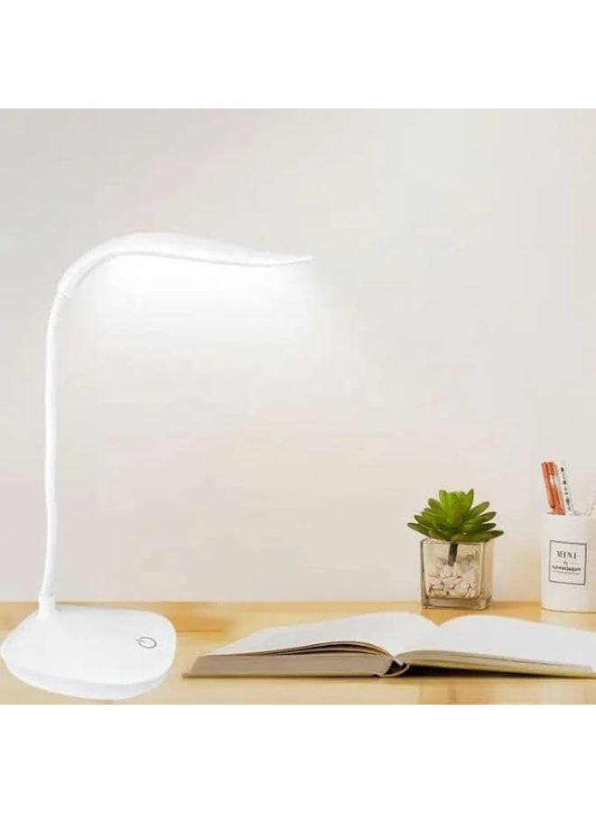 مصباح مكتب LED محمول قابل للطي بمنفذ USB مع تحكم باللمس و3 مستويات سطوع قابل لاعادة الشحن للقراءة والدراسة للمنزل والمكتب والعمل والسفر (ابيض) - Image 1