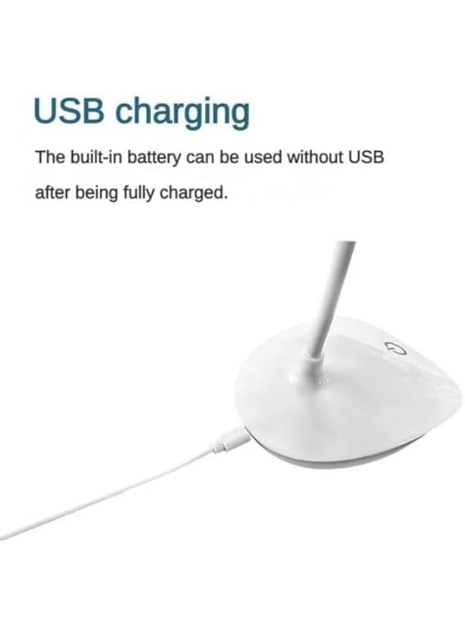 مصباح مكتب LED محمول قابل للطي بمنفذ USB مع تحكم باللمس و3 مستويات سطوع قابل لاعادة الشحن للقراءة والدراسة للمنزل والمكتب والعمل والسفر (ابيض) - Image 3