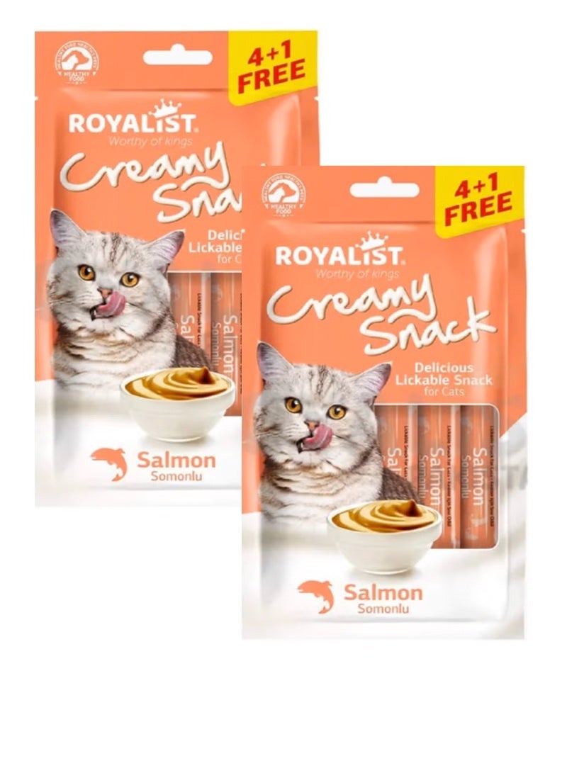 روياليست وجبة خفيفة كريمية من روياليست - وجبة خفيفة لذيذة قابلة لللعق للقطط، مكافآت القطط، بنكهة السلمون. (عبوة من قطعتين) - Image 1