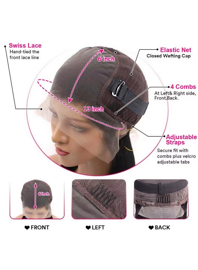 mengkai 13X6 Hd Lace Front Wigs Human Hair Pre Plucked Straight Human Hair Wigs For Black Women Hd Lace Frontal Wigs Human Hair 180% Density Straight Lace Frontal Wigs Human Hair Glueless Wigs 28 Inch - Image 5