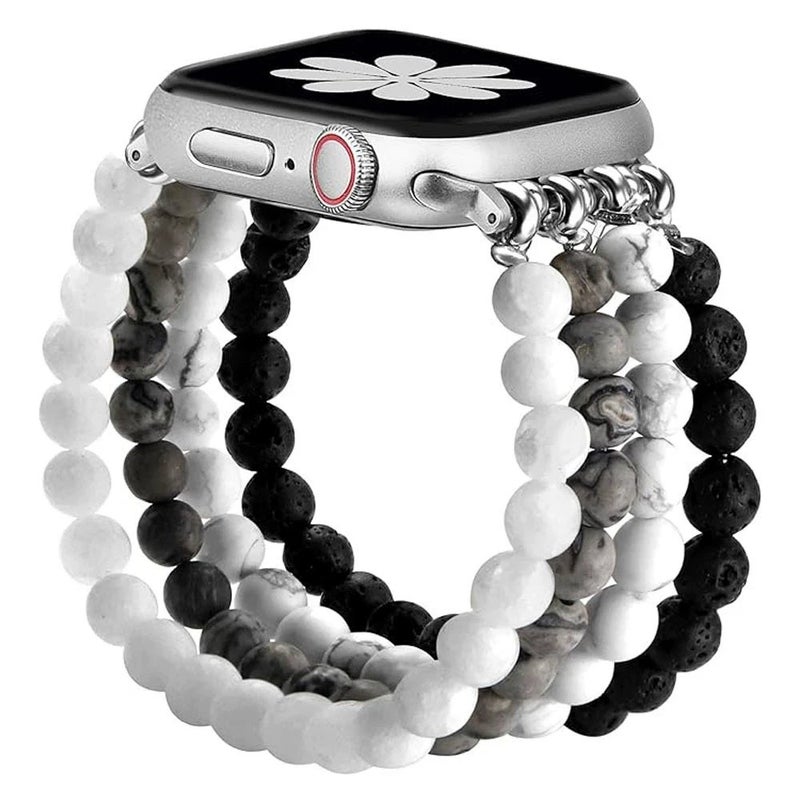 Bluejw Handmade Beaded Elastic Stretch Bracelet Replacement Watch Strap for Apple Watch & Fitbit 38mm 42mm – Comfortable, Adjustable Wristband Band - Image 1