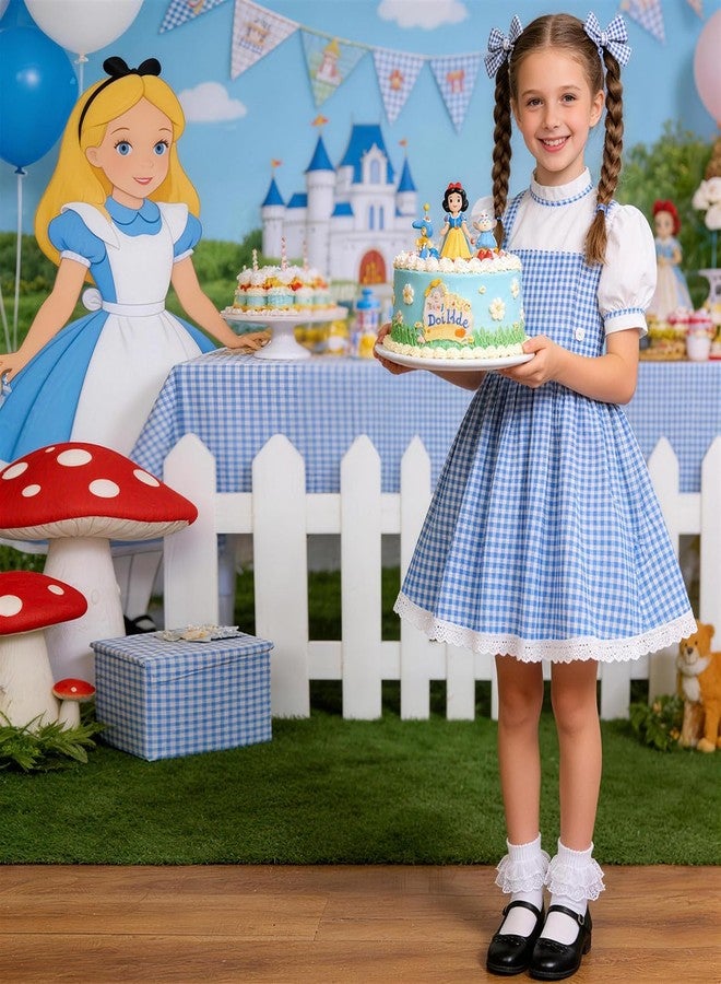 Davsolly Book Character Costume for Kids Blue Plaid Bubble Sleeve Dress for Girls Career Day Dress Up Birthday Gifts - Image 5