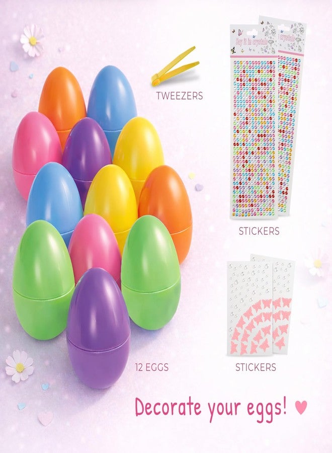 Festicy XXL Fillable Plastic Easter Eggs with Stickers | 12-Pack Large 3.9 x 5.9 in | Colorful Decorative Eggs for Indoor and Outdoor Décor & Egg Hunts - Image 3