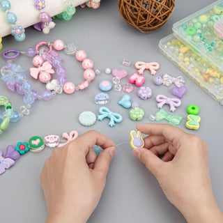 Acrylic Beads & Charms Set for Kids Ages 6+, Approx. 180–240PCS 160g, Blush Delight Pink for Bracelets, Necklaces, Keychains, DIY Arts & Crafts - view 3
