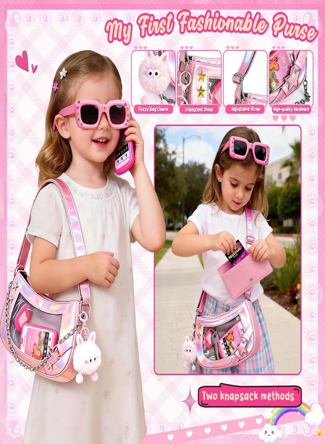 Toylink Toddler Purse for Little Girls, Pretend Play Makeup Toy Set for Toddlers 3-5 with Plushie/ Phone/ Wallet, My First Kids Purse Princess Birthday Gifts for 3 4 5 6 7 8 Year Old Baby Girls - Image 2