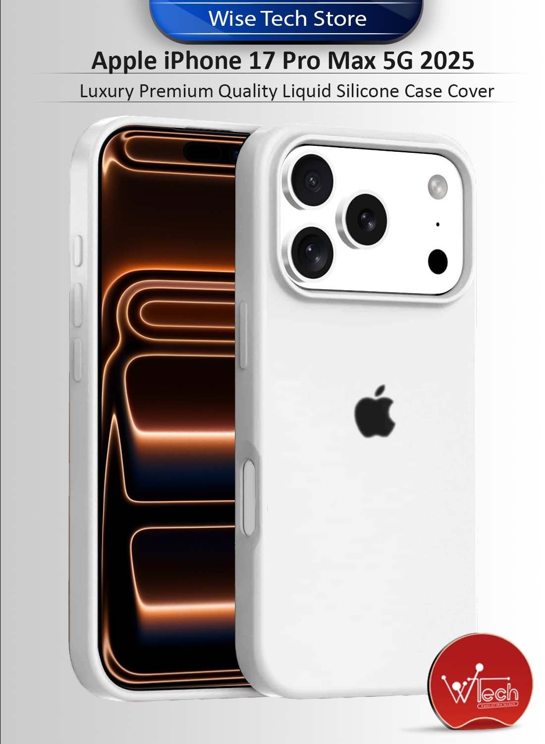 Wtech Apple iPhone 17 Pro Max 5G 2025 Luxury Premium Quality Liquid Silicone Case Cover (MCRPSN) - White