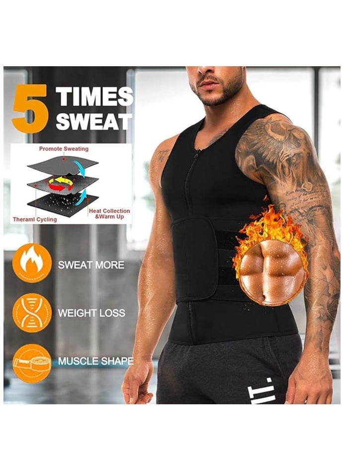 Excefore Sauna Vest with Waist Trainer for Men, 2 in 1 Men's Abdomen Trainer Neoprene Slimming Workout Vest Shaper Promotes Healthy Sweat, Weight Loss, Lower Back Posture(XL) - Image 3