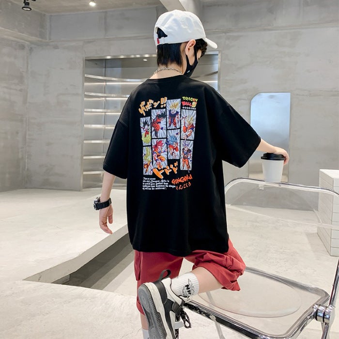 Children'S Clothing Boys' Short-Sleeved T-Shirt Summer Wear 2026 New Style For Older Children Summer Boys' Pure Cotton Top Trendy T-Shirt - Image 1
