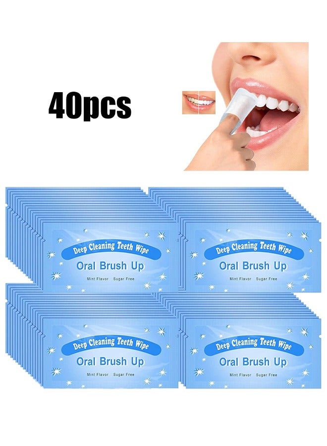 Generic 40 Pcs Disposable Finger Brush Teeth Wipes, Surface Deep Cleaning Teeth Wipe Oral Brush, Adults Teeth Mouth and Gums Dental Cleaning, Oral Cleaning Cloth with Finger Cover  - Image 1