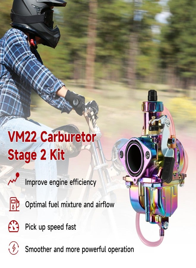 FVRITO VM22 Carburetor Carb Exhaust Pipe Muffler Stage 2 Kit for Predator 212cc Coleman CT200U CT200U-EX BT200X Mini Bike KT196 Go Kart Baja MB200 196cc GX160 GX200 Engine Performance Parts Rainbow - Image 2