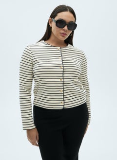 MANGO Casual Stripped Crew Neck Cardigan  - Image 1
