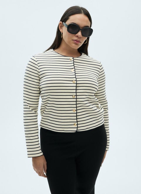 Casual Stripped Crew Neck Cardigan