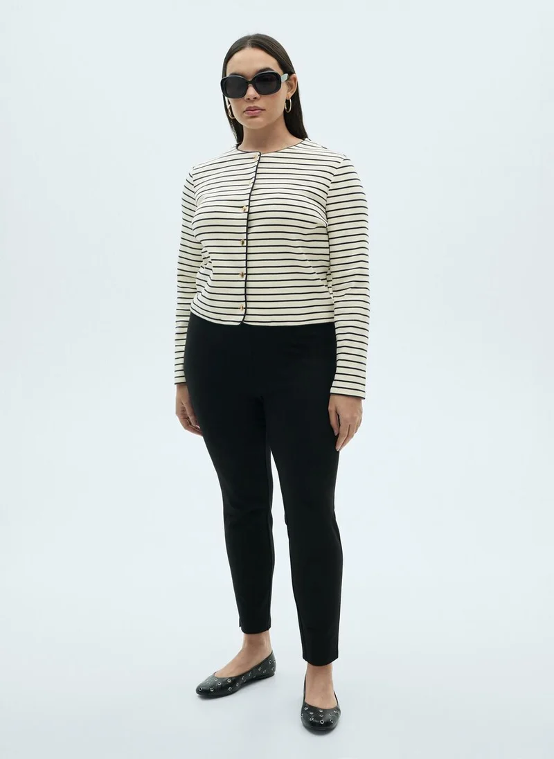 MANGO Casual Stripped Crew Neck Cardigan