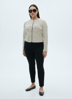 MANGO Casual Stripped Crew Neck Cardigan  - Image 4