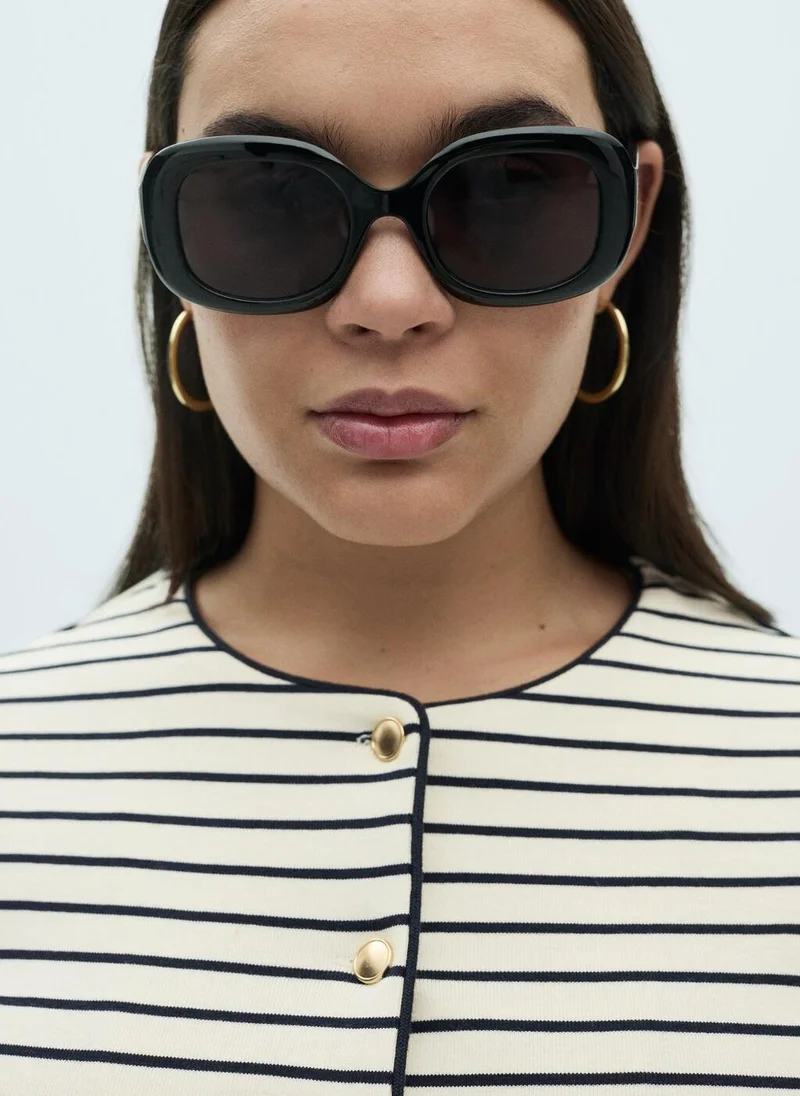 MANGO Casual Stripped Crew Neck Cardigan