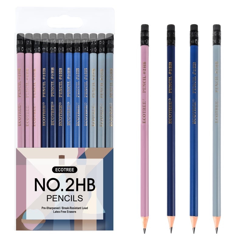ECOTREE Pencils #2 - Presharpened Pencils with Eraser Number 2 Pencils Cute Pencils Sketch Pencils Gift Pencils School Pencils for Kids, Teens 12 Pack - Image 1