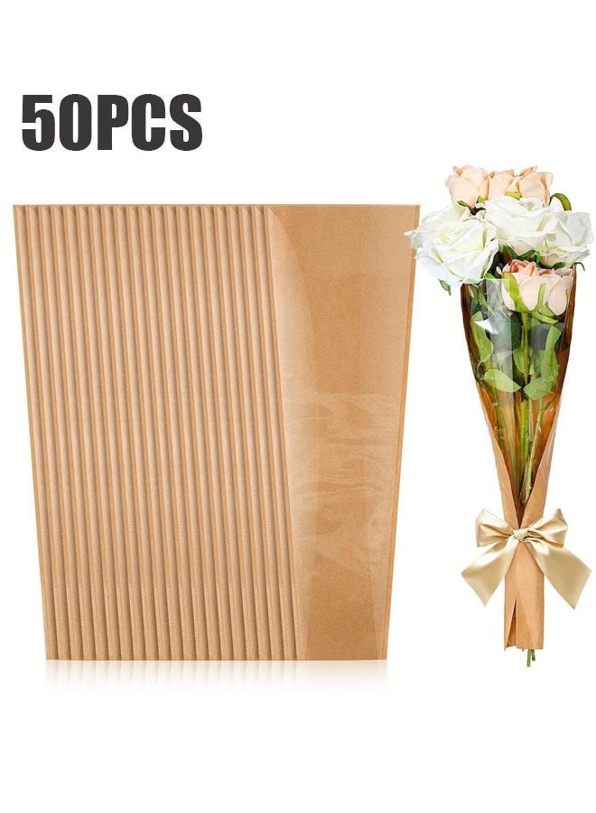 ZVEV Flower Bouquet Wrapping Paper, 50 Pcs Flower Rose Sleeves Bulk , Flower Bags for Bridal, Shower Wedding, Graduation, Anniversary Birthday (40x 12CM) - Image 1