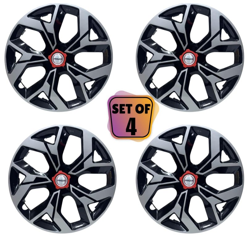PRIGAN Wheel Cover for Toyota INNOVA Old 15 Inch Silver Black Wheel Cap (Available in 14,15 Inch) (Set of 4 Pcs) (Press Fitting) Model- VOX Silver Black-15 - Image 2