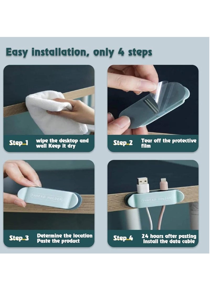 MAGIC VAULT منظم كابلات متعدد الاستخدامات - 4 حوامل لاصقة للجدران ومشابك إدارة الأسلاك للمنزل والمكتب والمطبخ والحمام - مشابك تنظيم الكابلات للهاتف وUSB وكابلات المكتب - Image 5