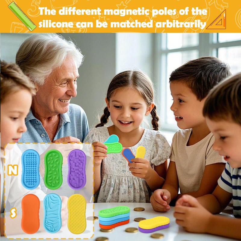 بوسوها Busoha Silicone Magnetic Fidget Slider Toys - تخفيف القلق الحجري الحجري ألعاب السفر لتهدئة التوحد الإجهاد وهدايا اضطراب فرط الحركة ونقص الانتباه للرجال البالغين الفتيات الفتيات - Image 3