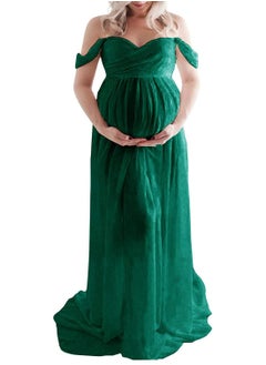 Loquat Women Pregnant Long Dress Green  - Image 1