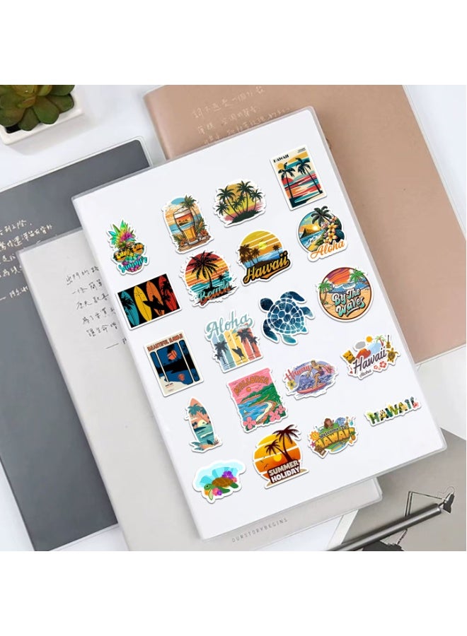 50 Pcs Summer Beach Stickers Pack Hawaii Graffiti Vinyl Stickers for Scrapbook Journaling Laptop Bumper Skateboard Water Bottles Computer Phone Hard hat - Image 5