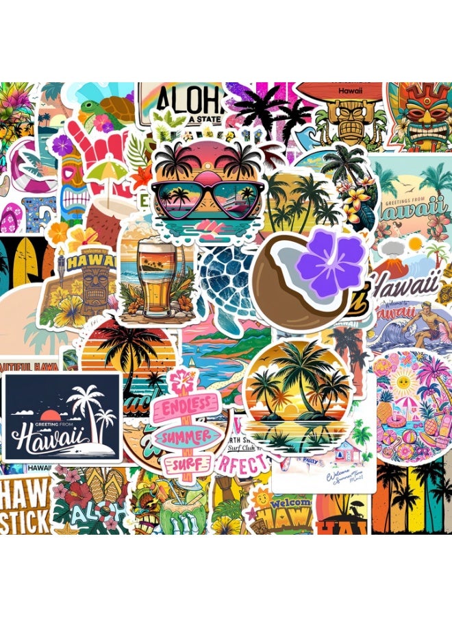 50 Pcs Summer Beach Stickers Pack Hawaii Graffiti Vinyl Stickers for Scrapbook Journaling Laptop Bumper Skateboard Water Bottles Computer Phone Hard hat - Image 2