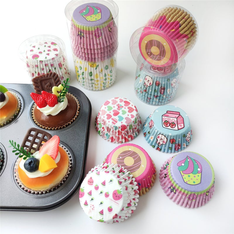 100/200 Boxes Of Cake Paper Liners, Cupcake Baking Cups, Printed Snow Pastry Packaging Paper, Food Paper Liners - Image 5