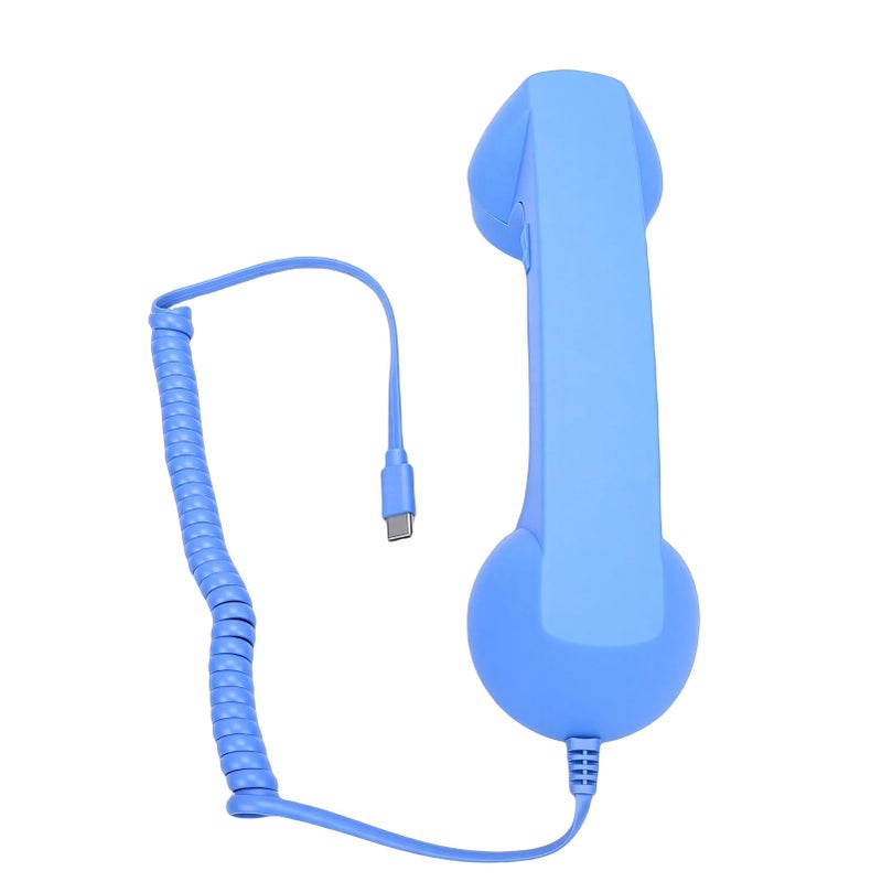 Retro Wired Telephone Handset Blue With Hifi Speaker Noise Cancelling Mic For Smartphones Tablets - Image 2