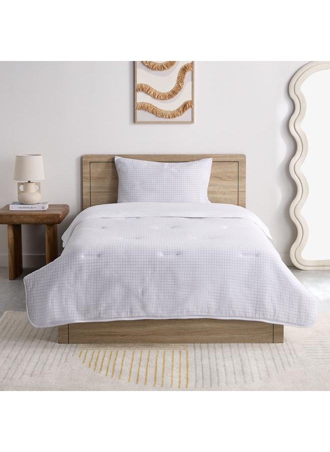 Home Box Ferum 2-Piece Stripe Microfiber Jersey Twin Comforter Set - 160x220 cm  - Image 3