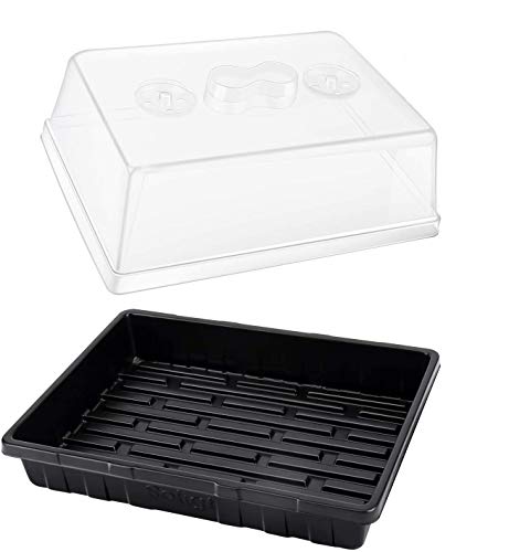 SOLIGT Thick Plastic 3Set Strong Seed Starter Trays with 5 Humidity Domes for Seed Starting Germination Seedling Propagation  Plant Growing Holds 144 Cells in Total 