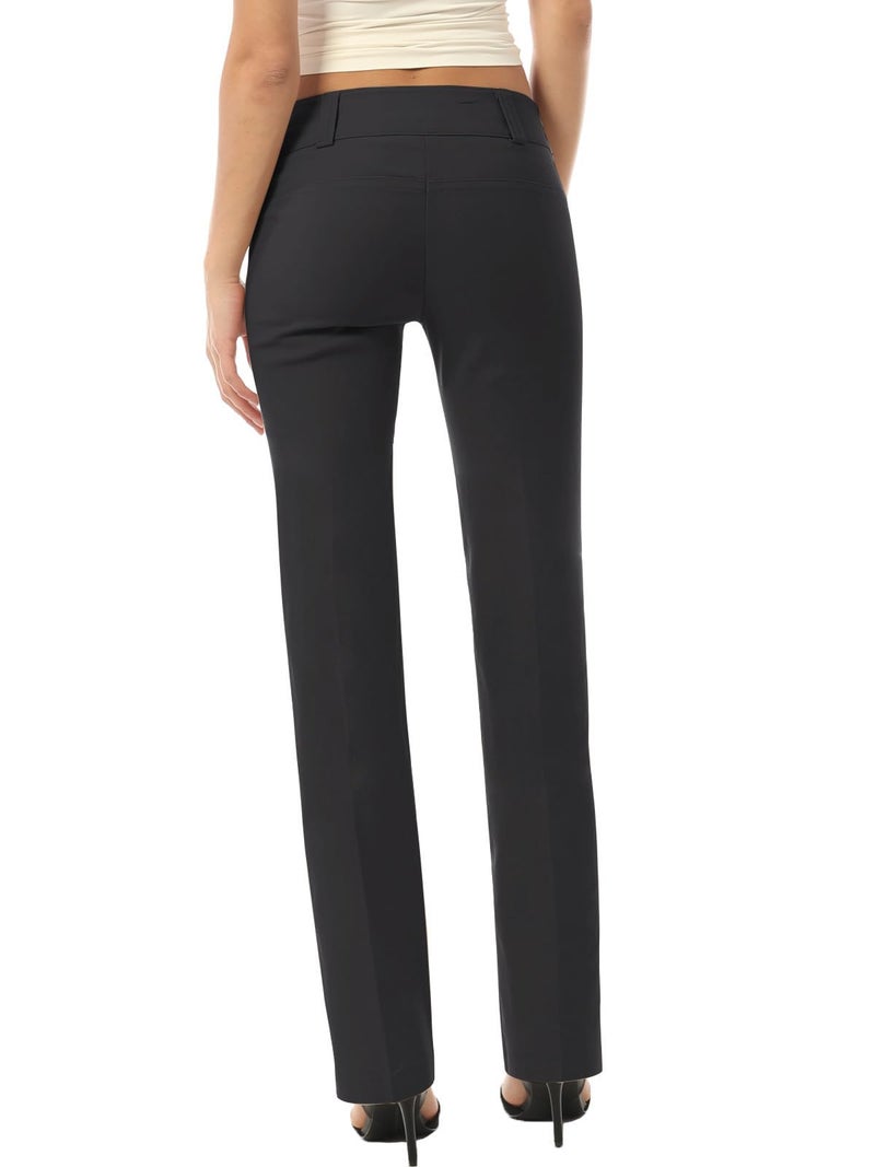 MixMatchy Women's Ultra Stretch Lux Comfort with Flex Motion Bootcut Dress Pants Work Business Office Trousers Black M - Image 3