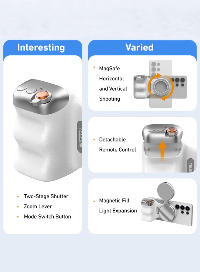 TELESIN Phone Camera Shoot Hand Grip Magnetic Smart Phone Holder Shooting Aid Remote Control Handle For Iphone Android Phone with Fill Light - Image 2