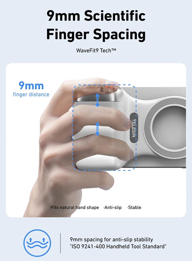 TELESIN Phone Camera Shoot Hand Grip Magnetic Smart Phone Holder Shooting Aid Remote Control Handle For Iphone Android Phone with Fill Light - Image 4