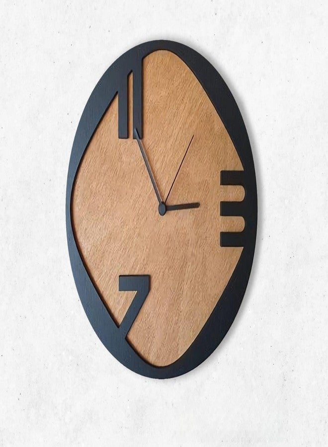 SKYVILLA Modern Decorative Abstract Number MDF Wood Wall Clock | 30×30×5 cm | Quartz, Silent Non-Ticking Design for Home, Living Room, Bedroom & Office | Stylish Contemporary Wall Décor_ST2