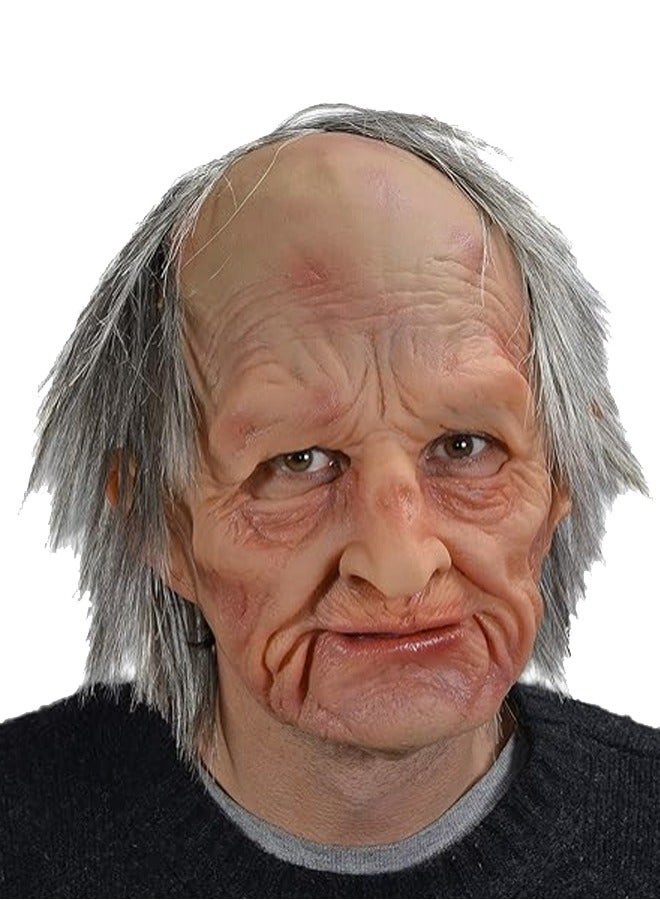 Old Men Mask Realistic Human Wrinkle Face Grandpa Mask Bald Man cosplay Halloween Costume Props  - Image 2