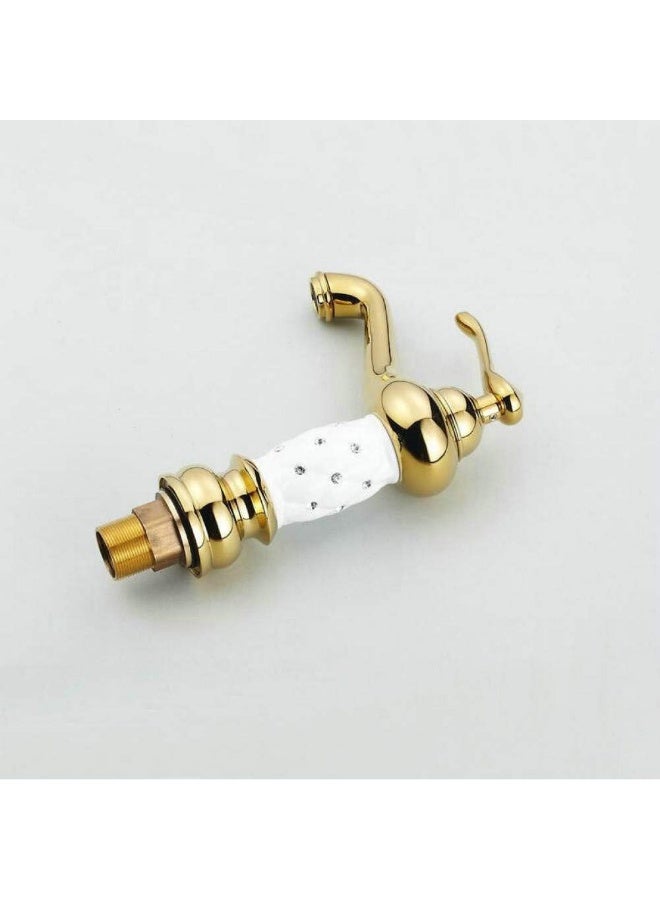 واي دي صنبور حوض حمام فاخر ذو ذراع واحد، مصنوع من النحاس الصلب، مزود بخرطوشة سيراميك، يُركّب على سطح الحوض، يتميز بتدفق مياه سلس، وتصميم عصري منحني لفوهة صنبور حوض الغسيل. - Image 3