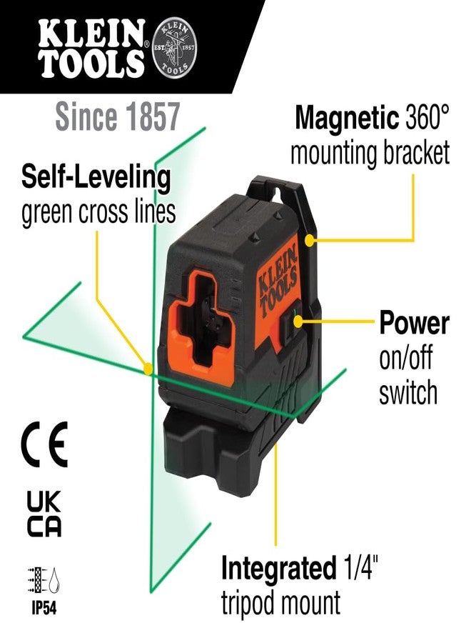 Klein Tools 93MCLG Self-Leveling Laser Level, Mini Cross-Line Level, Leveling Alignment Tool, Bright Green Horizontal and Vertical Lines - Image 2