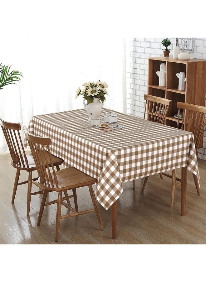 Checkerd Pattern Waterproof Table Cloth Brown/White 120x120cm-Oil Proof Spill Proof PVC Table Cloth, Wipe Clean Table Cover - Image 5