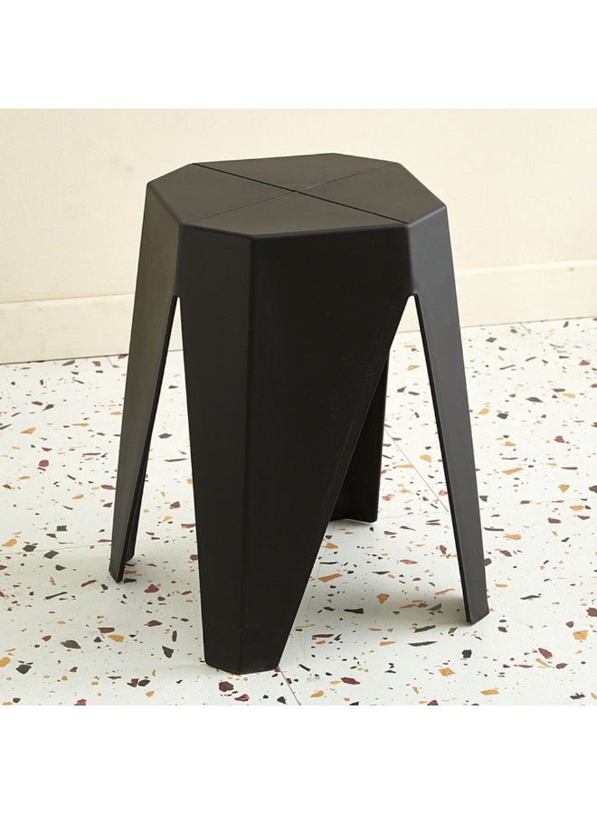 DANUBE HOME Bolmen Stool Light Weight Single Backless Chair PP Material Modern Design 1 Seater Chair For Living Room Dining Room Indoor Furniture L29xW29xH48cm -Black 