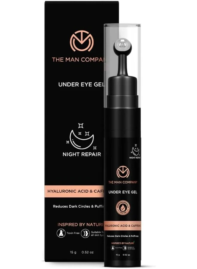 The Man Company Under Eye Gel With Cooling Massage Roller For Dark Circles, Fine Lines & Puffy Eyes with Caffeine & Hyaluronic Acid – 15gm